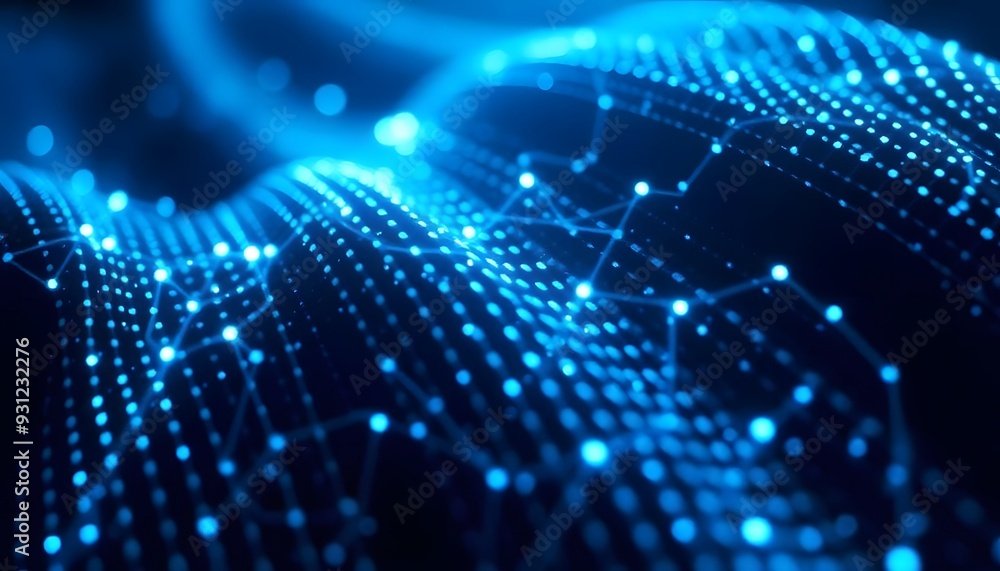 A futuristic, abstract background with a grid of glowing blue lines and dots, creating a sense of depth and technology A futuristic, abstract background with a grid of glowing blue lines and dots, creating a sense of depth and technology