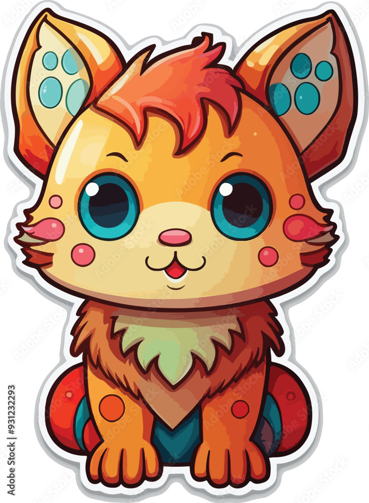cute red cat shows hello everything is super cat character hand drawn style sticker cute red cat shows hello everything is super cat character hand drawn style sticker