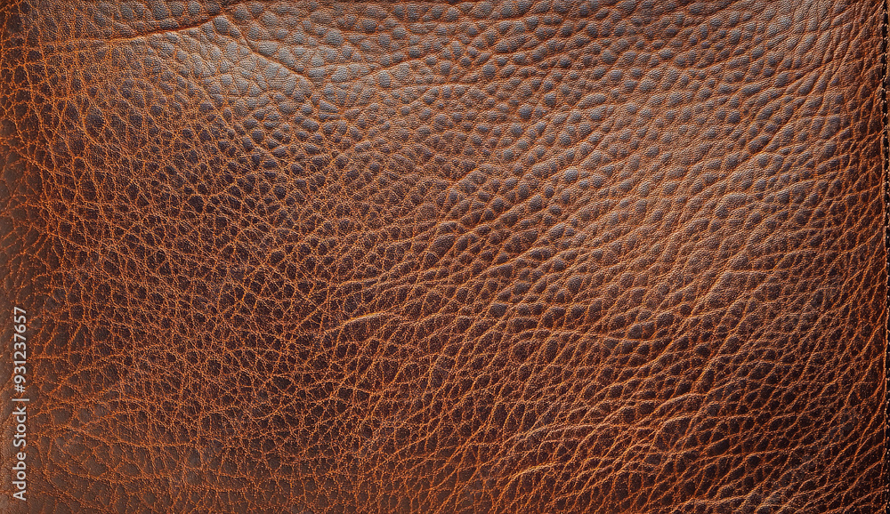 Close up of a brown leather texture with a grainy and wrinkled surface. Close up of a brown leather texture with a grainy and wrinkled surface.