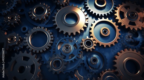 Wallpaper Mural Vintage metal gears or cogs on dark background. Neural network ai generated art Torontodigital.ca