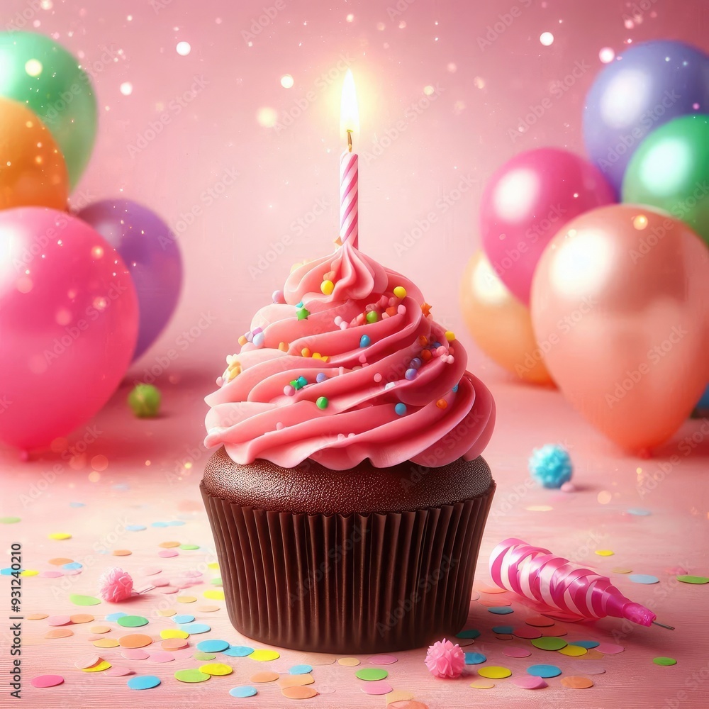 Birthday Cupcake With One Candle Birthday Cupcake With One Candle