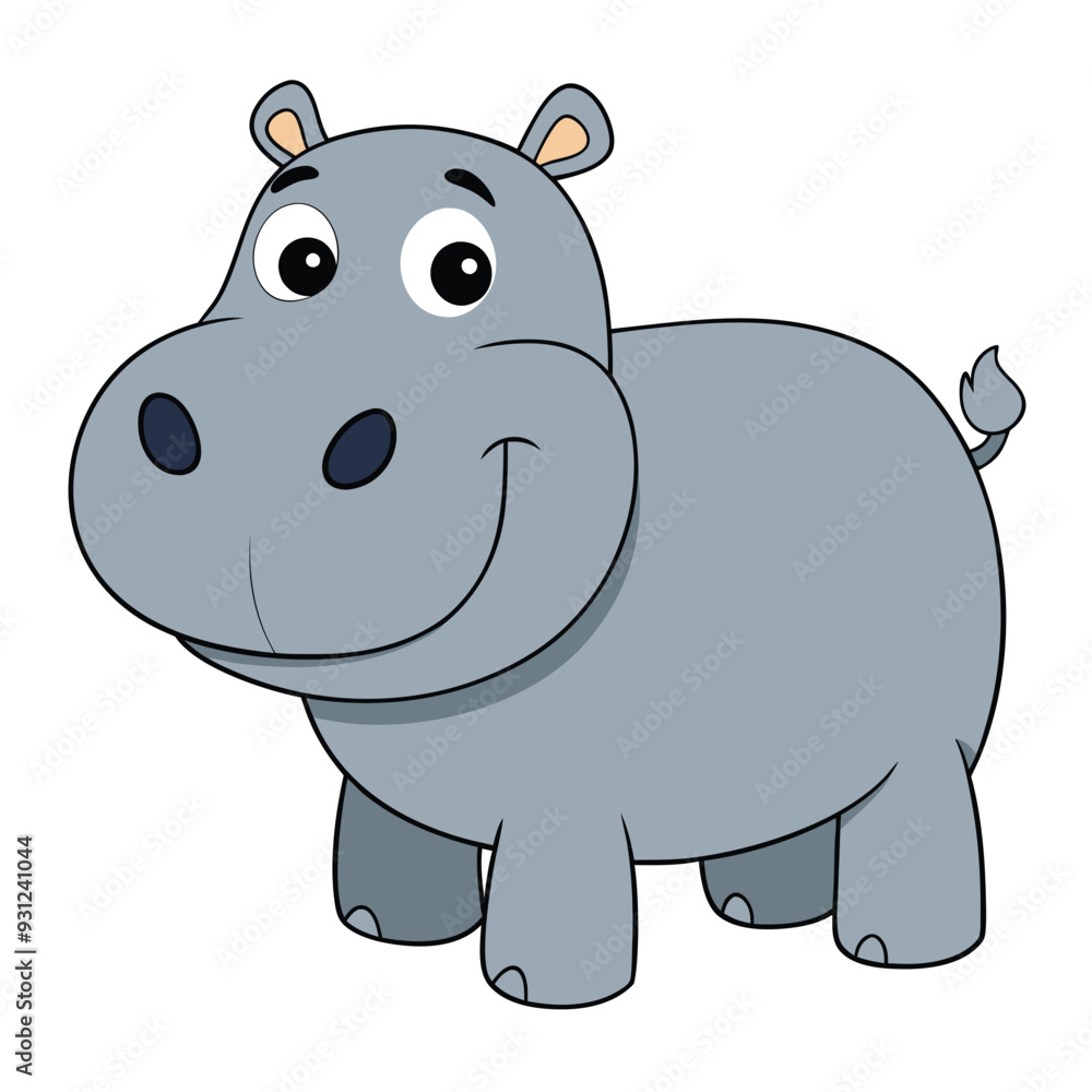 Obraz premium Hippo white background vector illustration