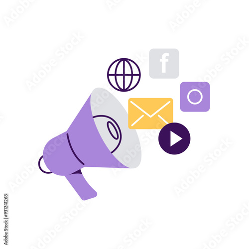 Social media promotion icon. Trendy vector flat illustration isolated on a white background.
