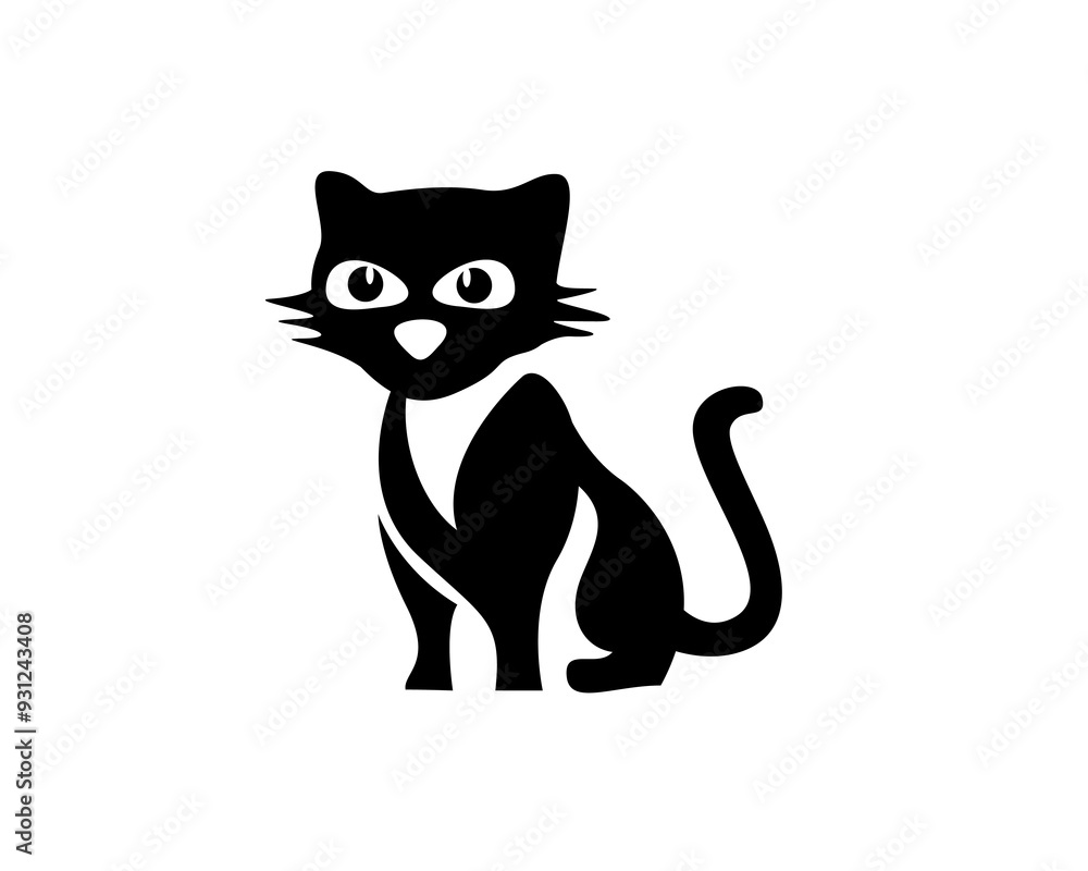 abstract black cat stand logo design template abstract black cat stand logo design template