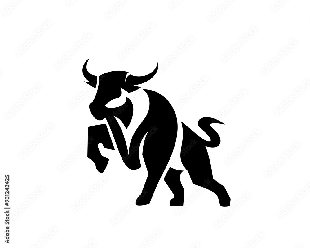 elegant bull stand logo design template illustration inspiration elegant bull stand logo design template illustration inspiration
