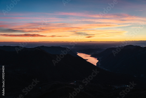 Breathtakig sunset sky during a cold winter day, Northern Italy photo