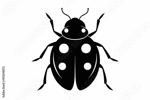 A black vector silhouette of a ladybird insect