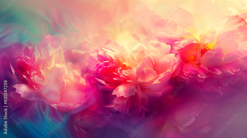 A colorful painting of flowers with a bright pink hue. The flowers are arranged in a way that creates a sense of movement and energy. The overall mood of the painting is cheerful and uplifting A colorful painting of flowers with a bright pink hue. The flowers are arranged in a way that creates a sense of movement and energy. The overall mood of the painting is cheerful and uplifting