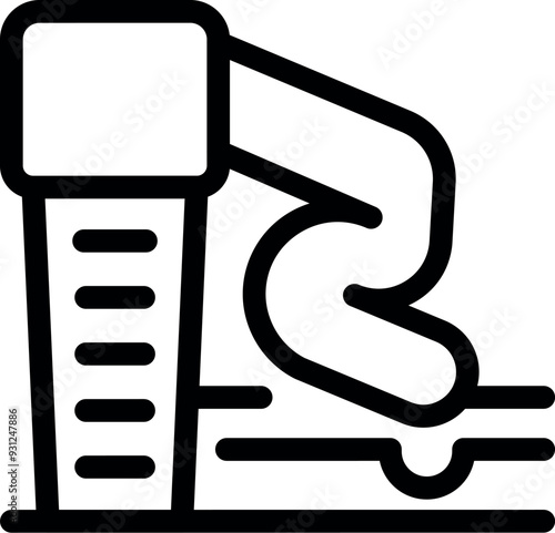 Simple black line art icon representing an aquapark water slide leading to a swimming pool