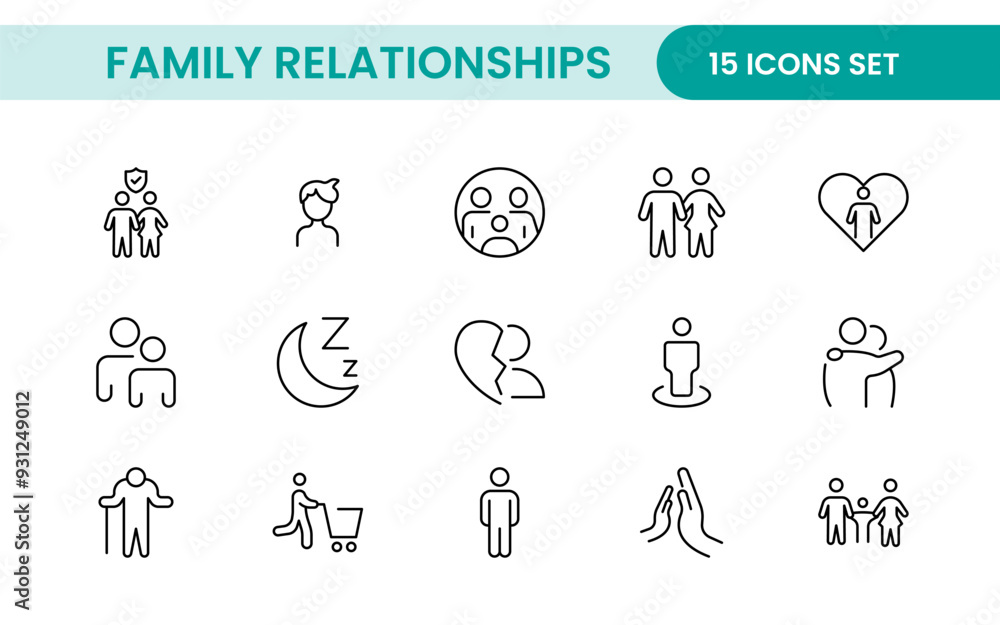 Loving Family Relationships outline modern icon set. editable line icon collection. Loving Family Relationships outline modern icon set. editable line icon collection.
