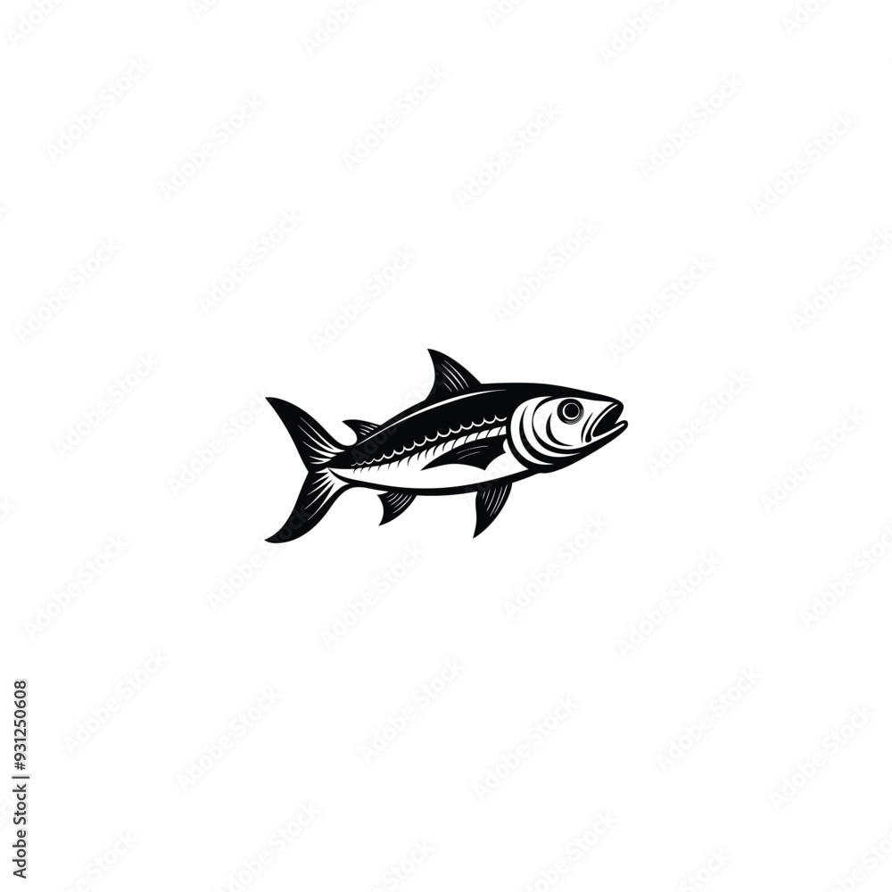 Black and white illustration of tarpon. Black and white illustration of tarpon.