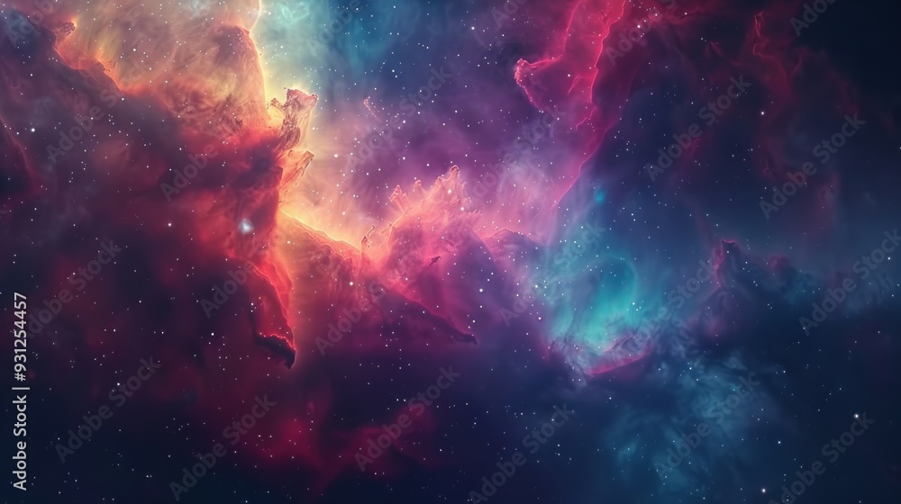Fototapeta premium Cosmic Nebula with Vibrant Hues