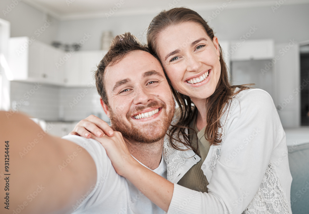 Couple, portrait and selfie in house for bonding, relax and happiness with joy, embrace and fun. Man, woman and smile in living room for love, memory and social media together in lounge with hug Couple, portrait and selfie in house for bonding, relax and happiness with joy, embrace and fun. Man, woman and smile in living room for love, memory and social media together in lounge with hug