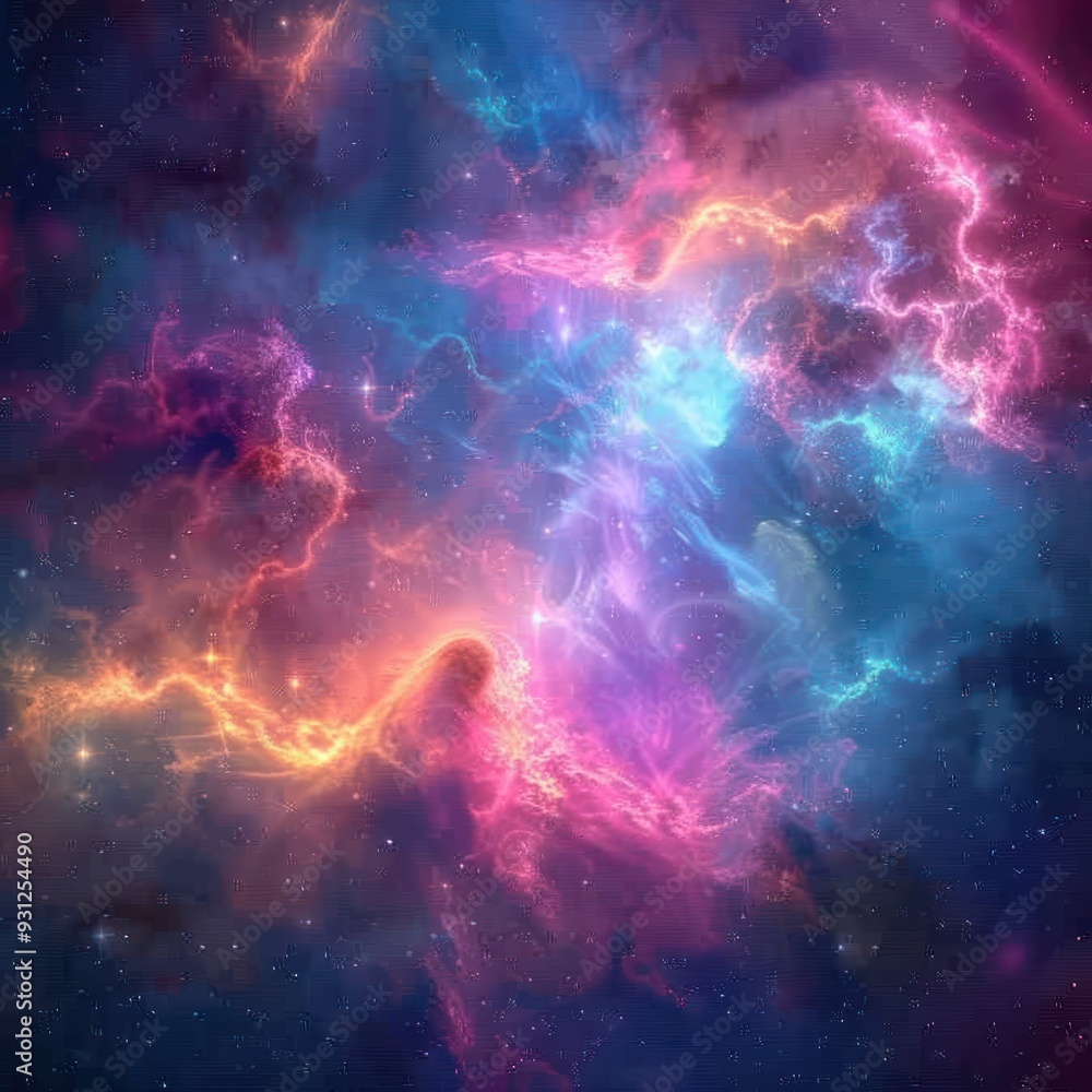 Cosmic Nebula with Swirling Colors and Glowing Stars Cosmic Nebula with Swirling Colors and Glowing Stars