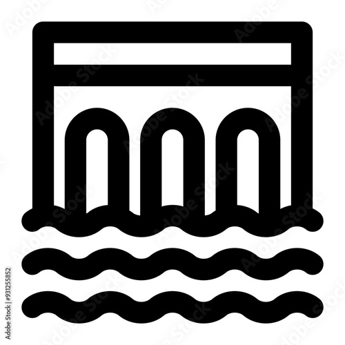 barrage, dam, water, architecture, reservoir, geography outline icon