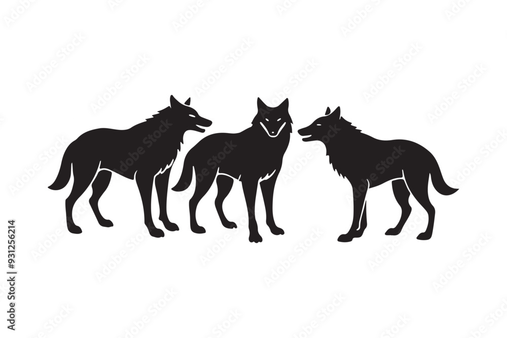 Set of wolf silhouettes. Wolf silhouette isolated, Wolf pack silhouette and Wolf Silhouette Bundle Set of wolf silhouettes. Wolf silhouette isolated, Wolf pack silhouette and Wolf Silhouette Bundle