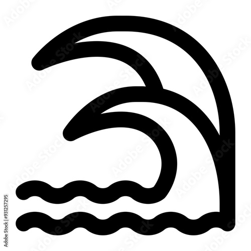 tsunami, waves, sea, ocean, disaster, geography, geographic outline icon