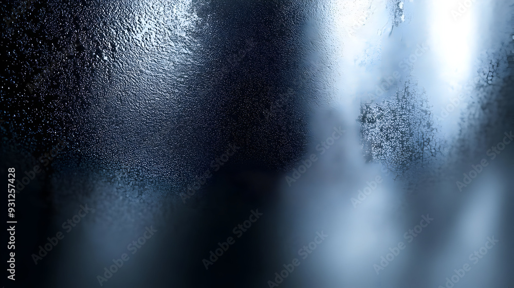 Close-up of a foggy, textured surface with light reflections. Close-up of a foggy, textured surface with light reflections.