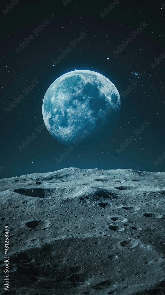 Full Moon Over Cratered Landscape Full Moon Over Cratered Landscape