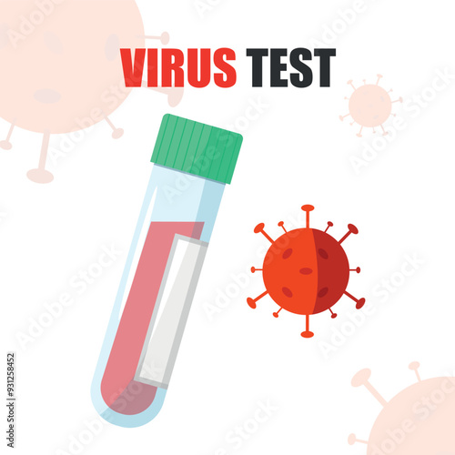 A test tube containing a blood sample for detecting viral infections in humans. Blood test.