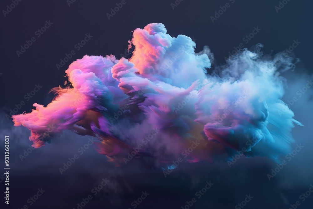 Fototapeta premium A holographic cloud, shifting and changing colors as it moves