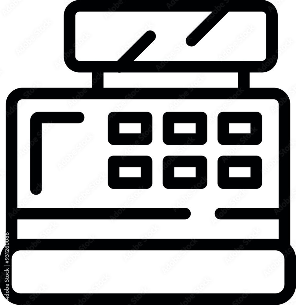 Simple line art icon of a cash register representing a point of sale system Simple line art icon of a cash register representing a point of sale system