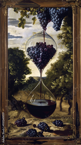 Hourglass grapes into wine