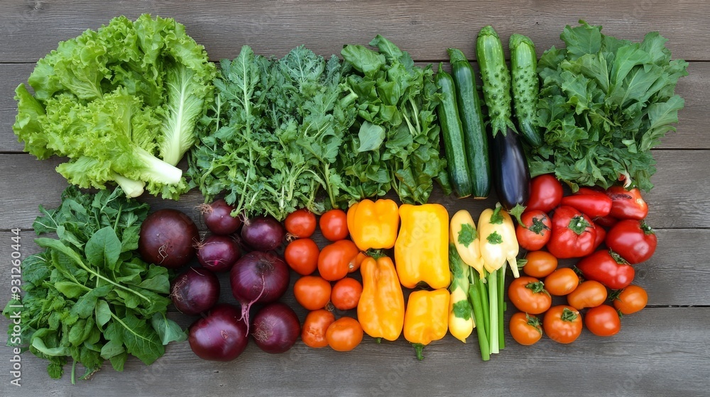 Assorted Fresh Vegetables on Wooden Background Assorted Fresh Vegetables on Wooden Background