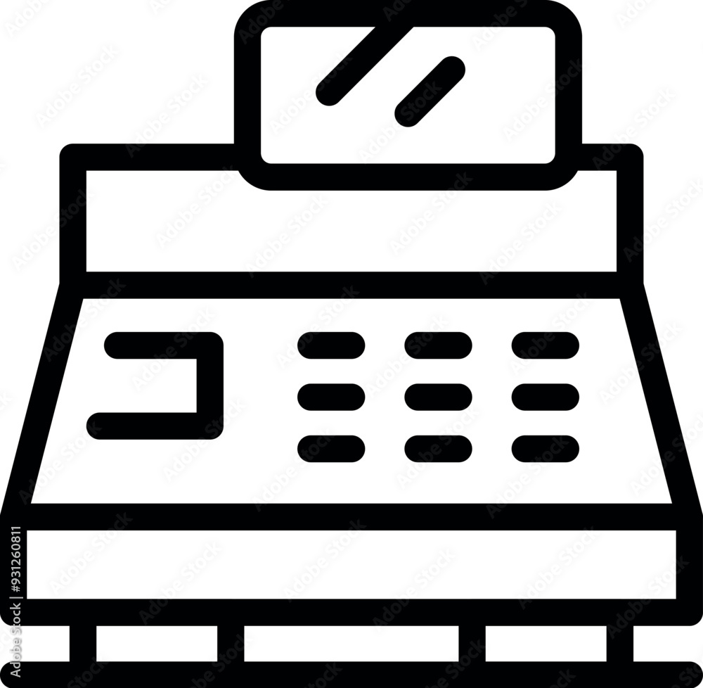 This scalable vector icon represents a cash register, often used in retail settings for processing transactions and managing sales This scalable vector icon represents a cash register, often used in retail settings for processing transactions and managing sales