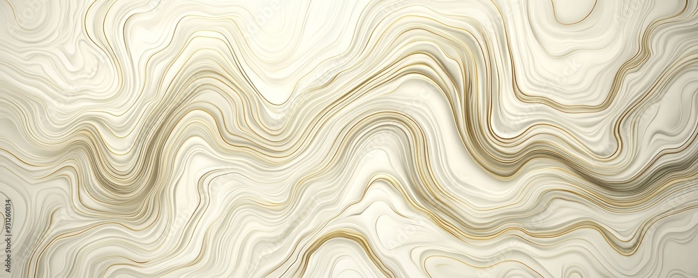 Fototapeta premium Light golden background with flowing, abstract luxury golden line and waves, vector illustration.