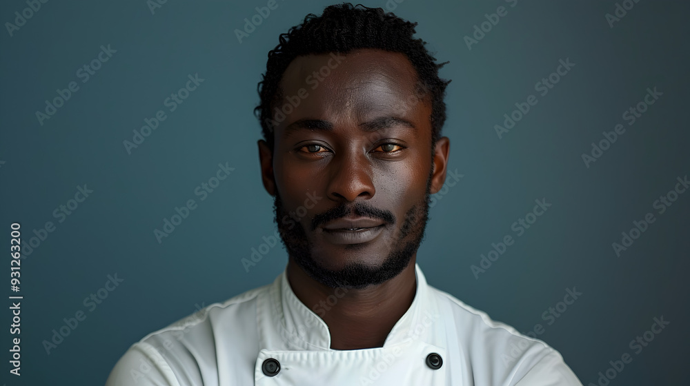 Fototapeta premium Professional Multi Ethnic Chef Posing in Cobalt Blue Studio