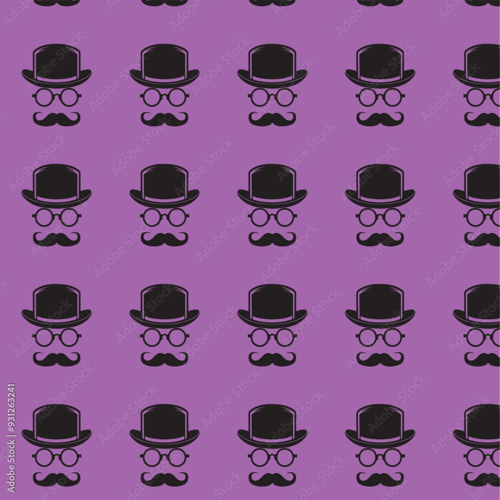 hat mustache specs uncle icon seamless pattern elegant simple high quality print wallpaper for textile fashion in violet and black hat mustache specs uncle icon seamless pattern elegant simple high quality print wallpaper for textile fashion in violet and black