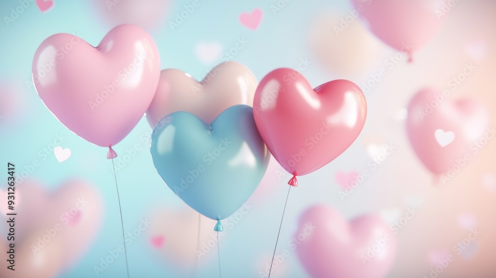 close up of heart sharp balloons flying in the air. Colorful balloons in shape of heart on bokeh background. close up of heart sharp balloons flying in the air. Colorful balloons in shape of heart on bokeh background.