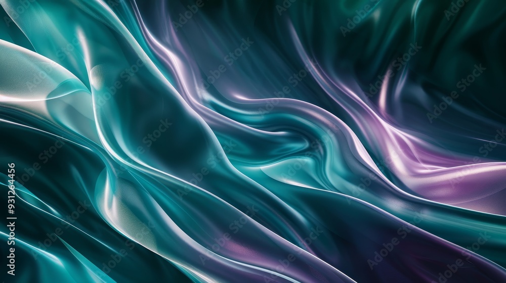 Vibrant teal and rich plum swirling pattern with glowing curves on green to lavender background Vibrant teal and rich plum swirling pattern with glowing curves on green to lavender background