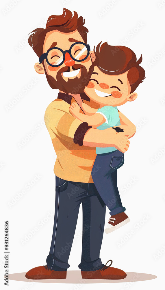 A Father and Son Embrace, Embracing Happiness A Father and Son Embrace, Embracing Happiness