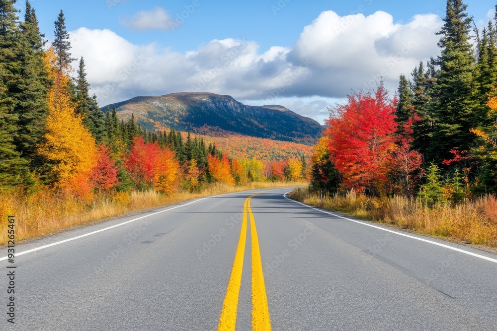 autumn landscape with trees in vibrant colors and the asphalt road winding through it autumn landscape with trees in vibrant colors and the asphalt road winding through it