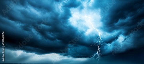 A dramatic storm with dark clouds and lightning