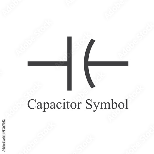 symbol of capacitor, electronic element, vector art.