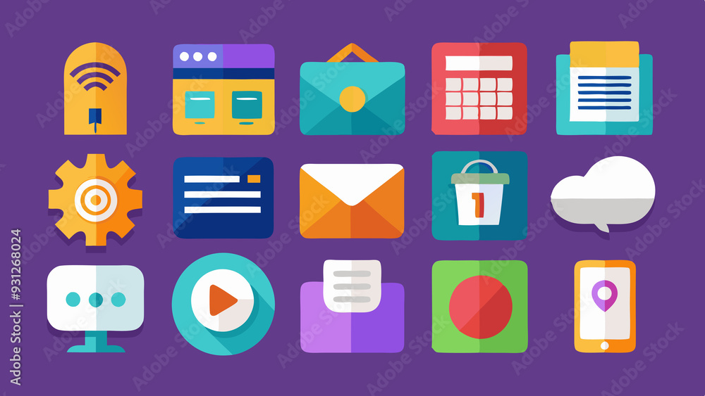 Collection Of Web User Interface Flat Color Icons Collection Of Web User Interface Flat Color Icons