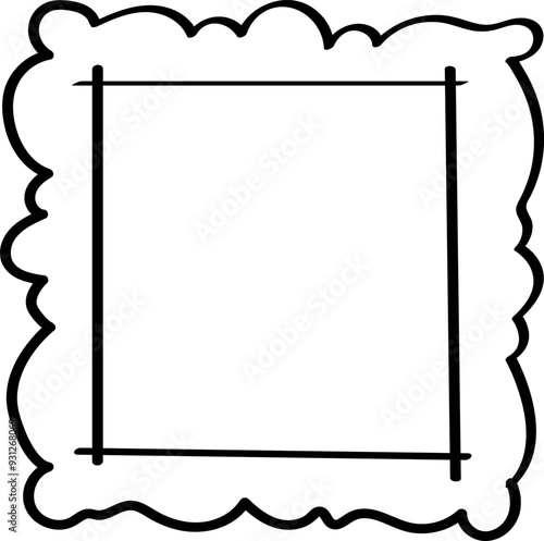  Hand-Drawn Decorative Frame with Cloud-like Border