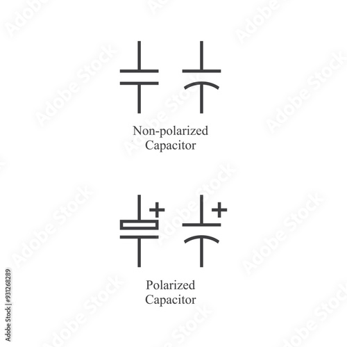 symbol of capacitor, electronic element, vector art.