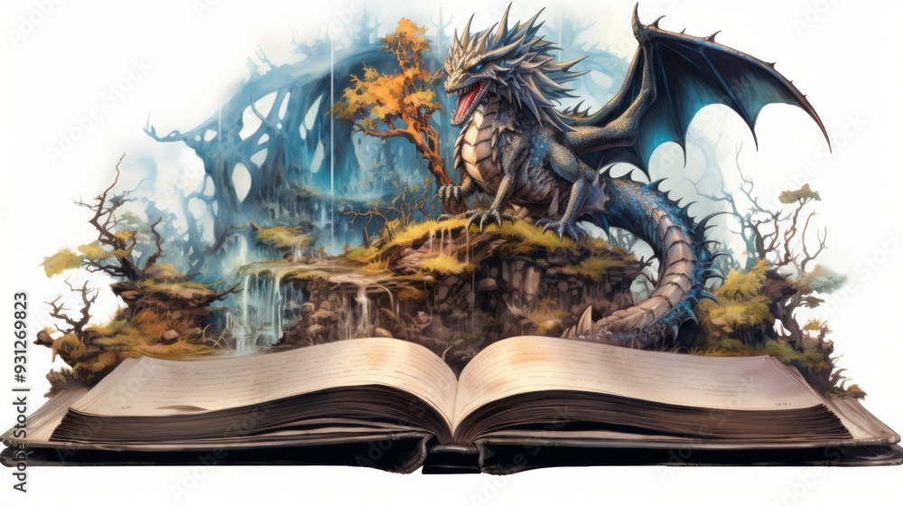 Magic book with light and shine An amazing story book with stars, and magic dragons. Neural network ai generated art Magic book with light and shine An amazing story book with stars, and magic dragons. Neural network ai generated art