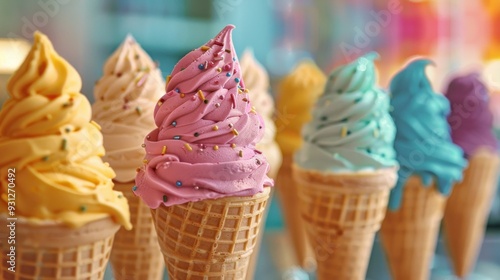 Colorful Ice Cream Cones in a Delightsome Display