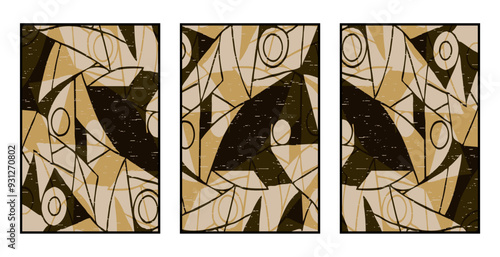 Set of 3 Abstract pattern. Illustration for printing on wall decorations. For use in graphics.