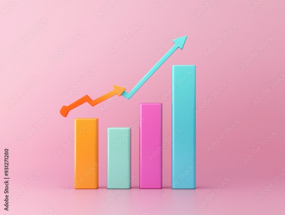 Sales forecast analysis, upward trend lines and bar charts, 3D illustration Sales forecast analysis, upward trend lines and bar charts, 3D illustration