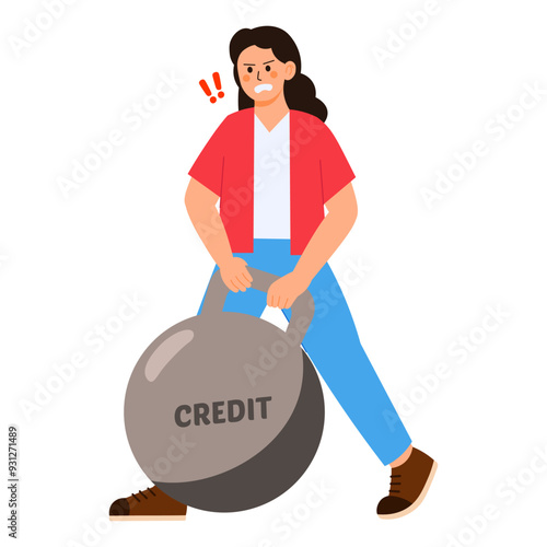 Financial Struggle Character 2 Woman Have Credit Obligations