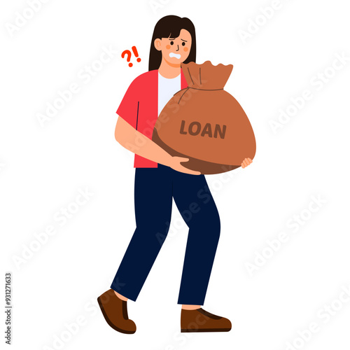 Financial Struggle Character 2 Woman Have Loan Obligations