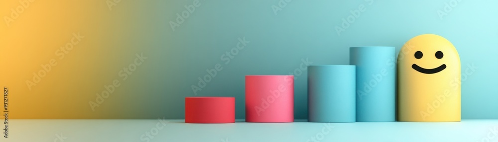 Consumer sentiment analysis, emotive faces and colorful charts, 3D illustration Consumer sentiment analysis, emotive faces and colorful charts, 3D illustration