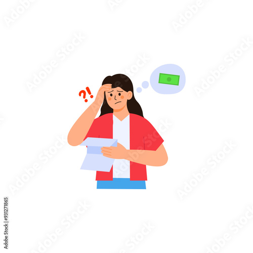 Financial Struggle Character 2 Woman Holding Bills 2