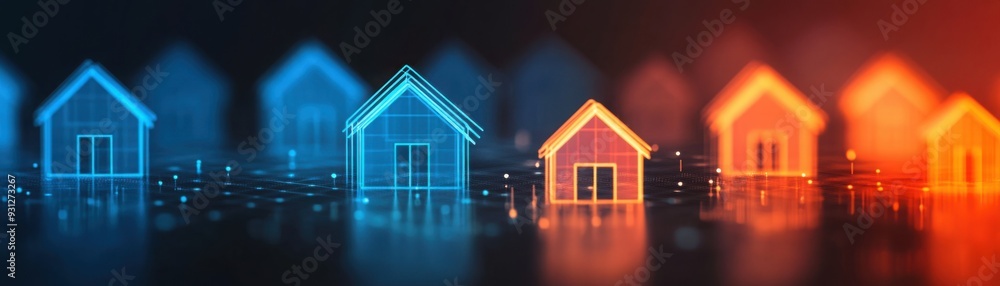 A digital network with income streams flowing into different households, representing income distribution A digital network with income streams flowing into different households, representing income distribution